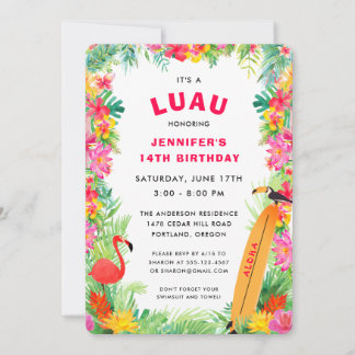 Tropical Hawaiian Luau Birthday Einladung