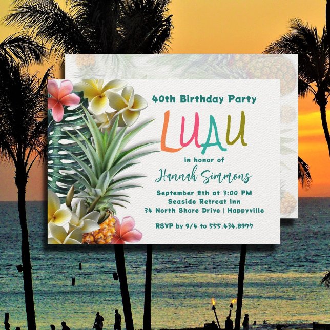 Tropical Hawaiian Luau Geburtstagsparty Einladunge Einladung (Von Creator hochgeladen)