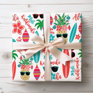 Tropical Hawaiian Mele Kalikimaka Weihnachten Geschenkpapier Set