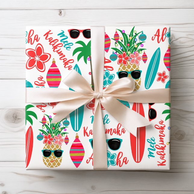 Tropical Hawaiian Mele Kalikimaka Weihnachten Geschenkpapier Set (Von Creator hochgeladen)