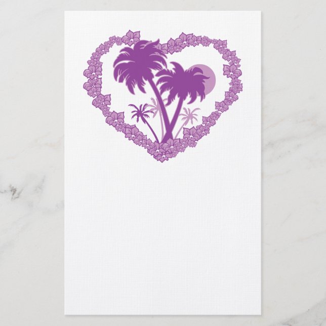 Tropical Hawaiian Palm Tree Herz Briefpapier (Vorderseite)