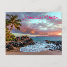 Tropical Hawaiian Palm Tree Sandy Beach Paradise Postkarte