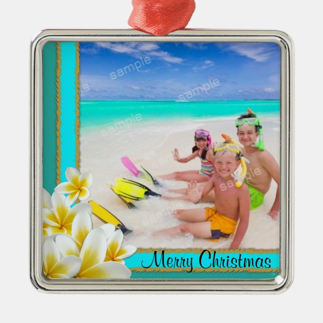 Tropical Hawaiian Plumeria Holiday Foto Ornament (Vorne)