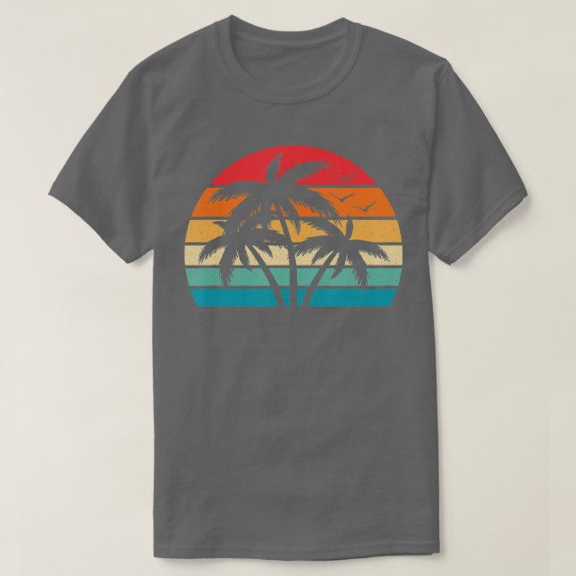 Tropical Hawaiian Retro Palm Tree Sunset Hawaii Be T-Shirt (Design vorne)