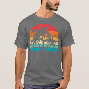 Tropical Hawaiian Retro Palm Tree Sunset Hawaii Be T-Shirt