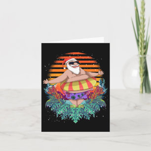 Tropical Hawaiian Summer Funny Santa Claus Christm Karte
