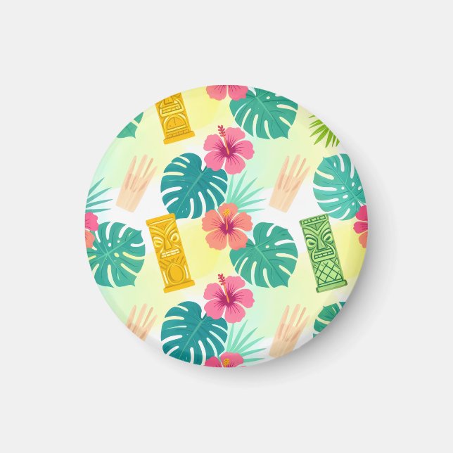Tropical Hawaiian Tiki Pattern for Parties Wedding Magnet (Vorne)