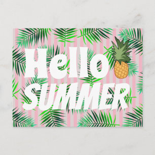 Tropical Hello Summer Palm Fronds & Pineapa Postkarte