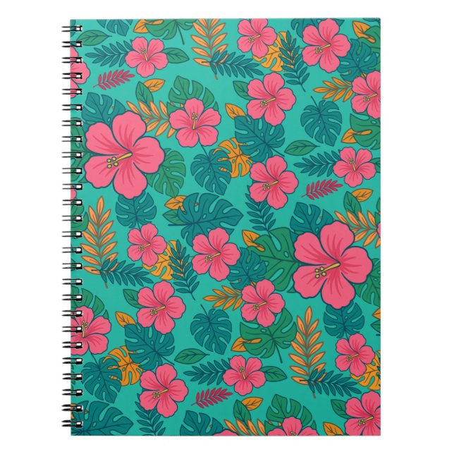 Tropical Hibiscus and Palm Leaf Pattern  Notizblock (Vorderseite)