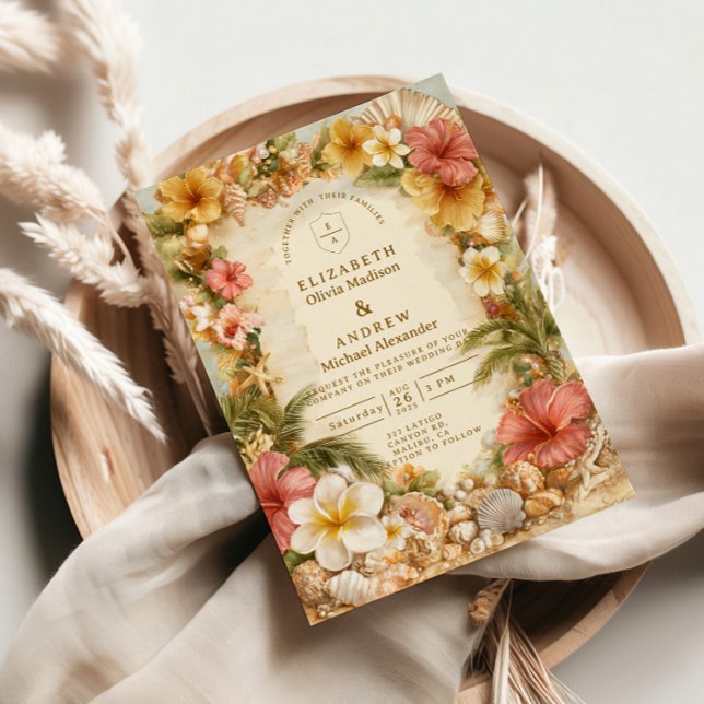 Tropical Hibiscus Beach Botanical Wedding Einladung (Von Creator hochgeladen)