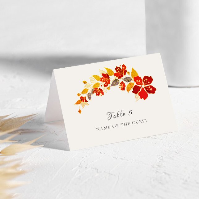 Tropical Hibiscus Florals Wedding Place Card Tischnummer (Von Creator hochgeladen)