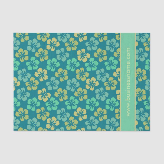 Tropical Hibiscus Flower Pattern Custom Text Seidenpapier (Vorderseite)