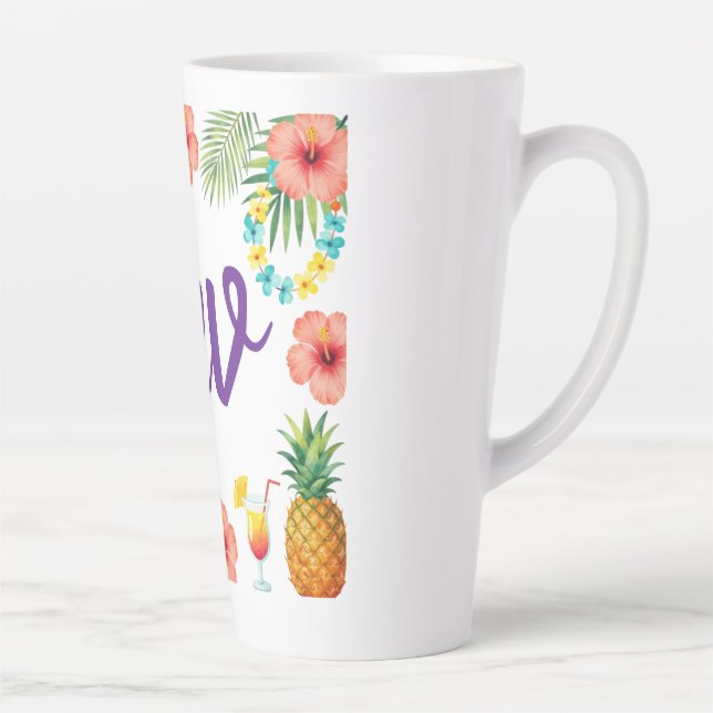 Tropical Hibiscus Frame Aloha Vibes Milchtasse (Rechts)