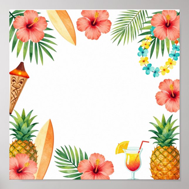 Tropical Hibiscus Frame Aloha Vibes Poster (Vorne)