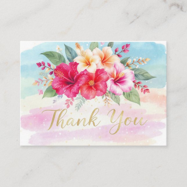 Tropical Hibiscus Hawaiian Thank You Card Begleitkarte (Vorderseite)