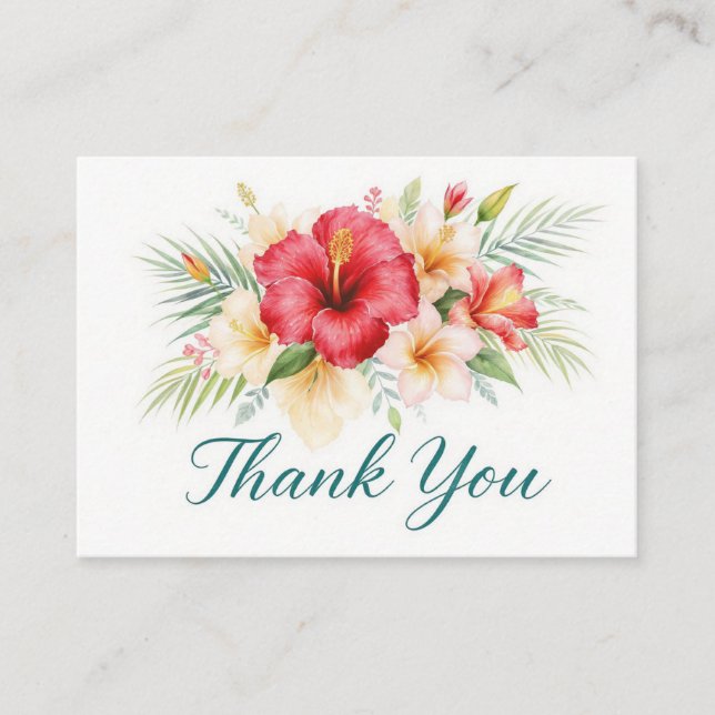 Tropical Hibiscus Hawaiian Thank You Card Begleitkarte (Vorderseite)