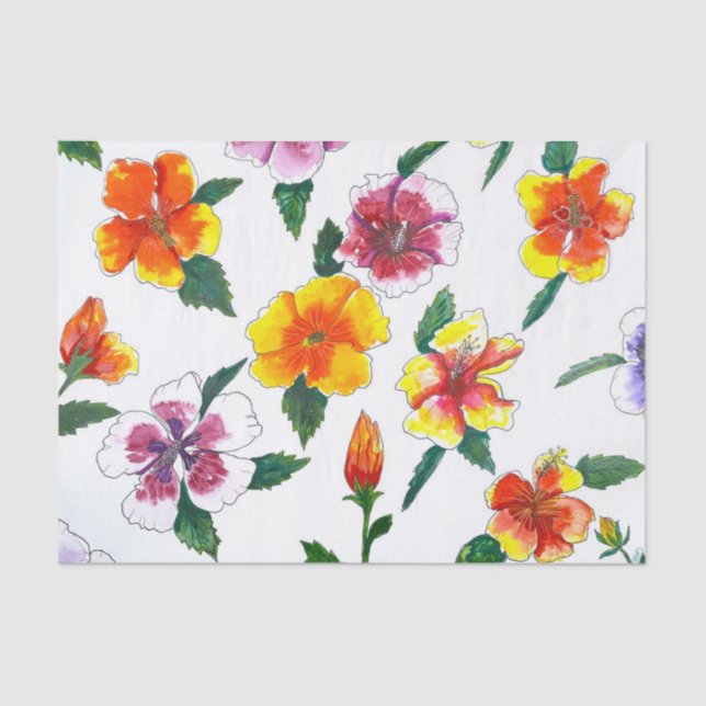 Tropical Hibiscus Tissue Paper Seidenpapier (Vorderseite)