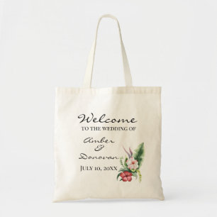 Tropical Hibiscus Watercolor Wedding Welcome Bag Tragetasche
