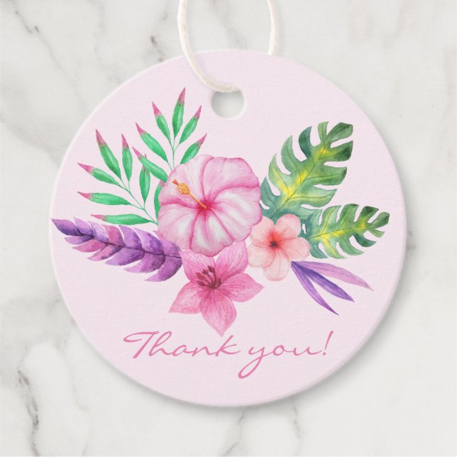 Tropical Hibiskus Bouquet - Vielen Dank Geschenkanhänger (Vorderseite)