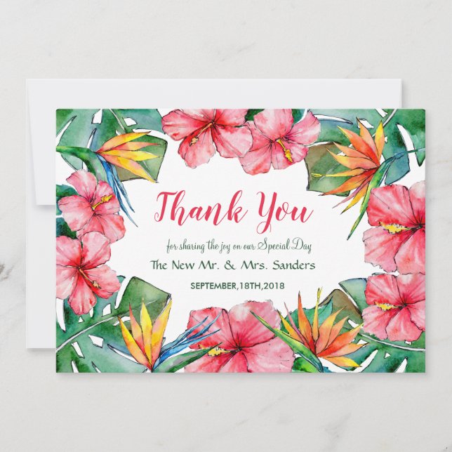 Tropical Hibiskus Hawaiian Wedding Dankeschön Card Dankeskarte (Vorderseite)