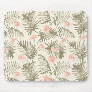 Tropical Hisbiscus Palm Tree Muster Mousepad