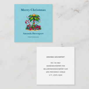 Tropical Holiday Palm Tree Frohe Weihnachten Quadratische Visitenkarte