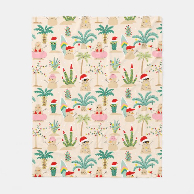 Tropical Holiday Vibes Christmas Pattern Fleecedecke (Vorderseite)