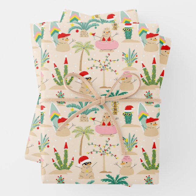 Tropical Holiday Vibes Christmas Pattern Geschenkpapier Set (Beispiel)