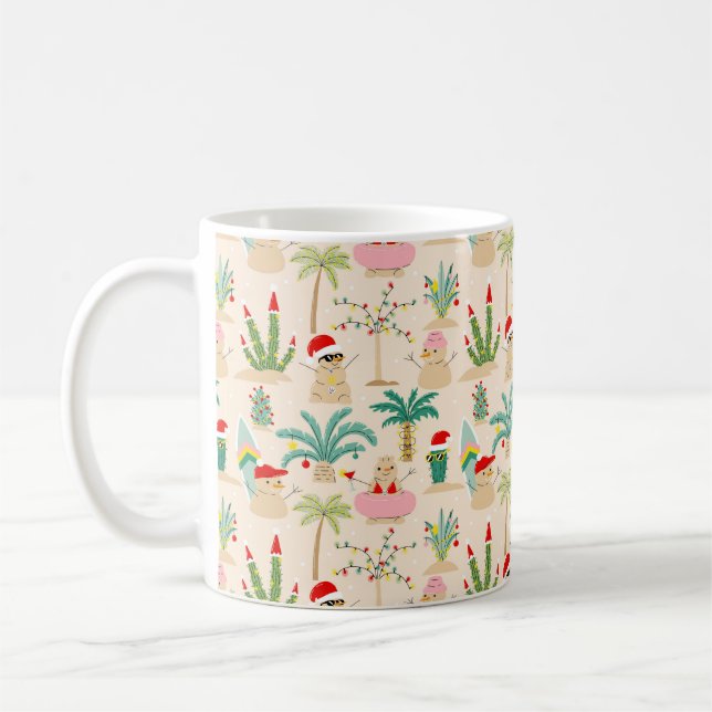 Tropical Holiday Vibes Christmas Pattern Kaffeetasse (Links)