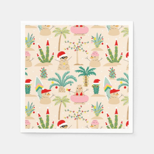 Tropical Holiday Vibes Christmas Pattern Serviette (Vorderseite)