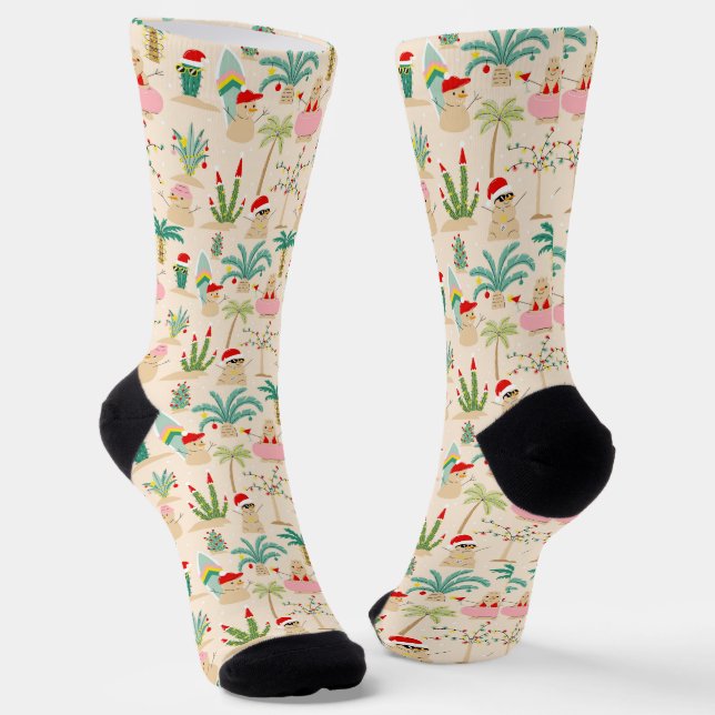 Tropical Holiday Vibes Christmas Pattern Socken (Gewinkelt)