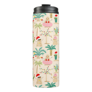 Tropical Holiday Vibes Christmas Pattern Thermosbecher