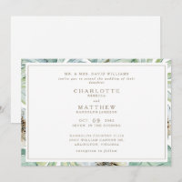 Tropical Horizontal Gold White Wedding Einladung