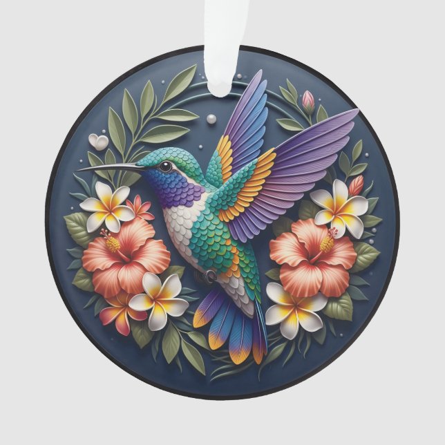 Tropical Hummingbird Ornament – Colorful Floral (Vorderseite)