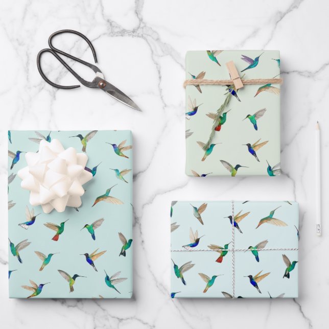 Tropical Hummingbirds Geschenkpapier Set (Vorderseite)