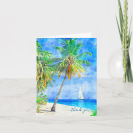 Tropical Island Beach Palm Tree Sailboat Vielen Da Karte