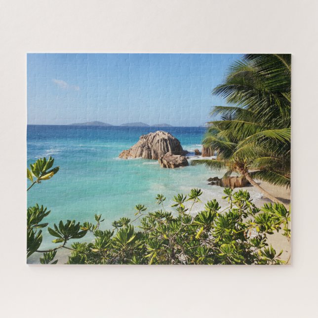 Tropical Island Beach Rocks Palmen Trees Puzzle (Horizontal)