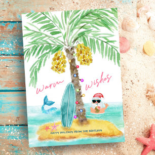 Tropical Island Beach Santa Mermaid Christmas Feiertagskarte