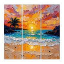 Tropical Island Beach Triptychon Wall Art