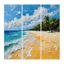 Tropical Island Beach Triptychon Wall Art