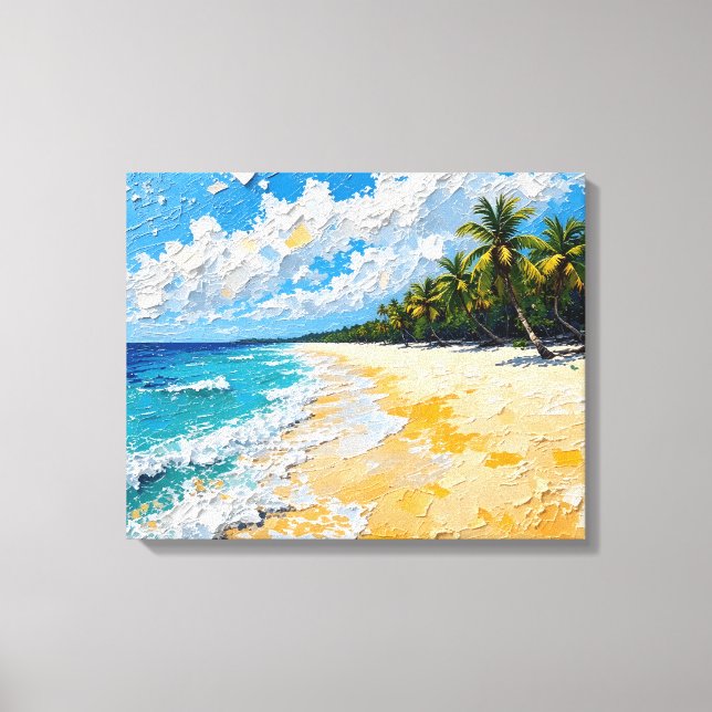 Tropical Island Beach Wrapped Canvas | Küstenoce Leinwanddruck (Vorderseite)