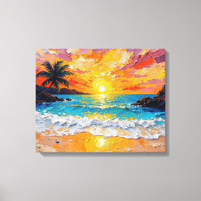 Tropical Island Beach Wrapped Canvas | Küstenoce Leinwanddruck (Vorderseite)