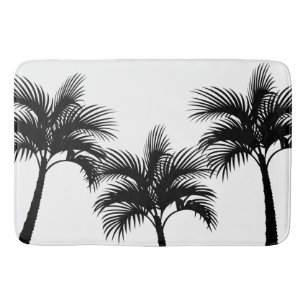 Tropical Island Black Palm Trees Silhouette Badematte