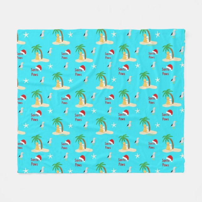 Tropical Island Christmas Hunde Fleece Blanket (Vorderseite (Horizontal))
