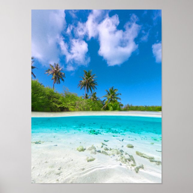 Tropical Island Coconut Palm Beach Poster (Vorne)