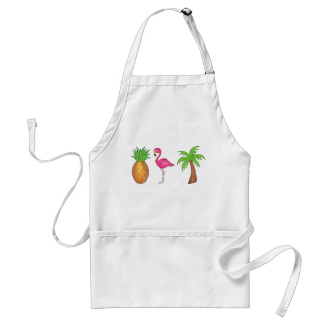 Tropical Island Flamingo Palm Tree Ananas Strand Schürze (Vorne)