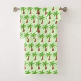 Tropical Island Green Palm Tree Palmtree Print Badhandtuch Set