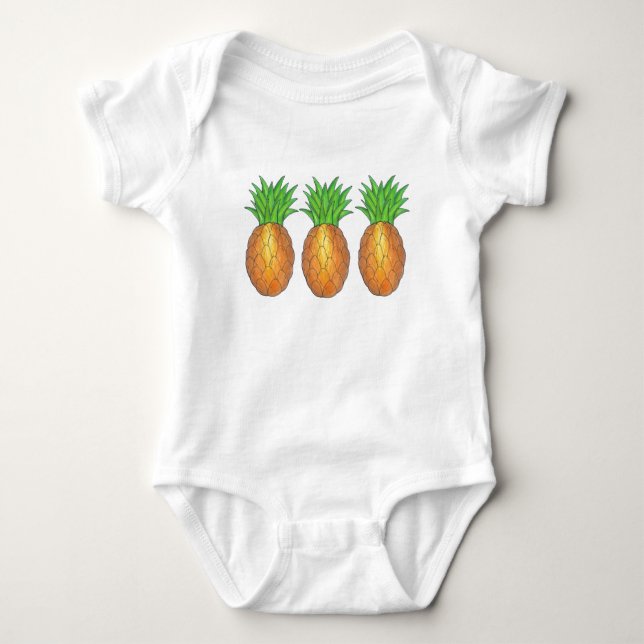 Tropical Island Hawaiian Ananas Frucht grün Baby Strampler (Vorderseite)