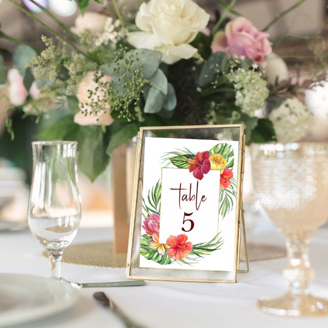 Tropical Island Hibiskus Floral Wedding Table No Mitteilungskarte (Von Creator hochgeladen)