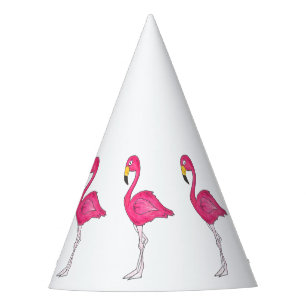 Tropical Island Hot Pink Flamingo Bird Print Party Partyhütchen